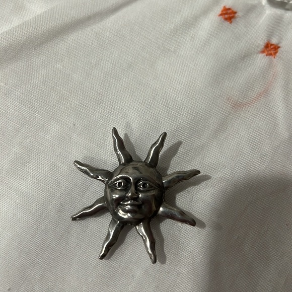 VTG H Pewter Sun necklace pendent pin  charm necklace combo boho indie rare - Picture 7 of 7